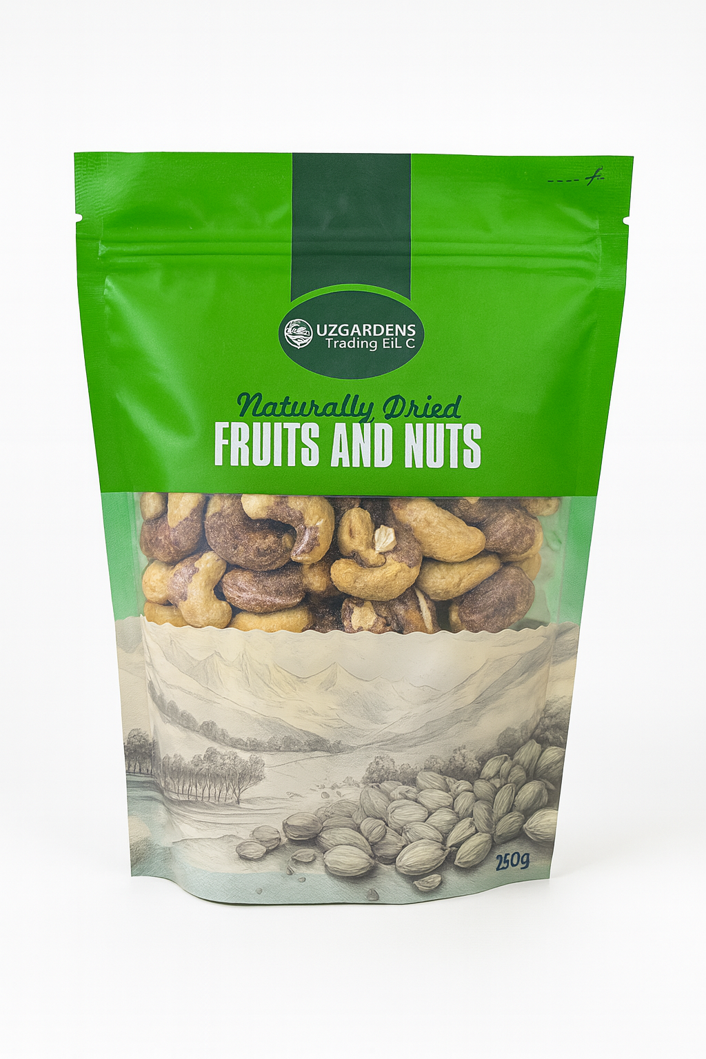 Uzgardens Premium Roasted Cashews – Naturally Dried & Lightly Salted (250g)