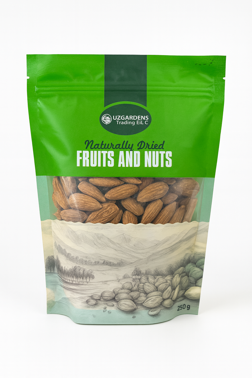Uzgardens Premium Raw Almonds – Hand Cracked Almonds (250g)